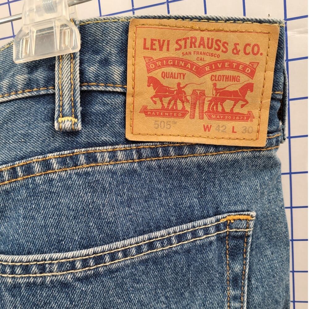 Levi’s 505 Vintage Blue Denim Straight Leg Jeans Classic Style Piece - Picture 4 of 16